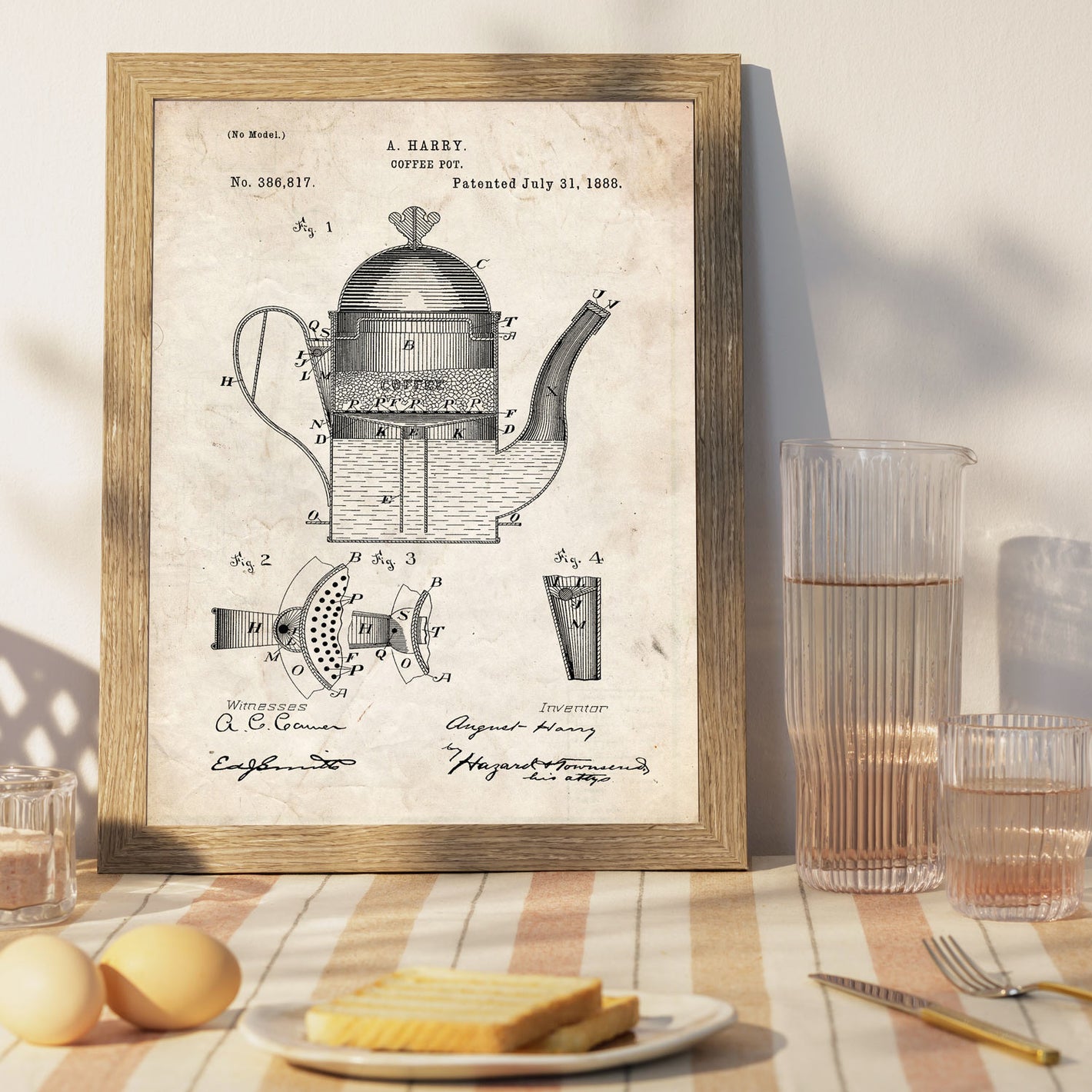 La imagen muestra una selección de láminas de patentes vintage, con diseños detallados de inventos antiguos. Hay patentes para vehículos, utensilios de cocina, herramientas y más. Si te encanta la estética retro y la historia de los inventos, estas lámin
