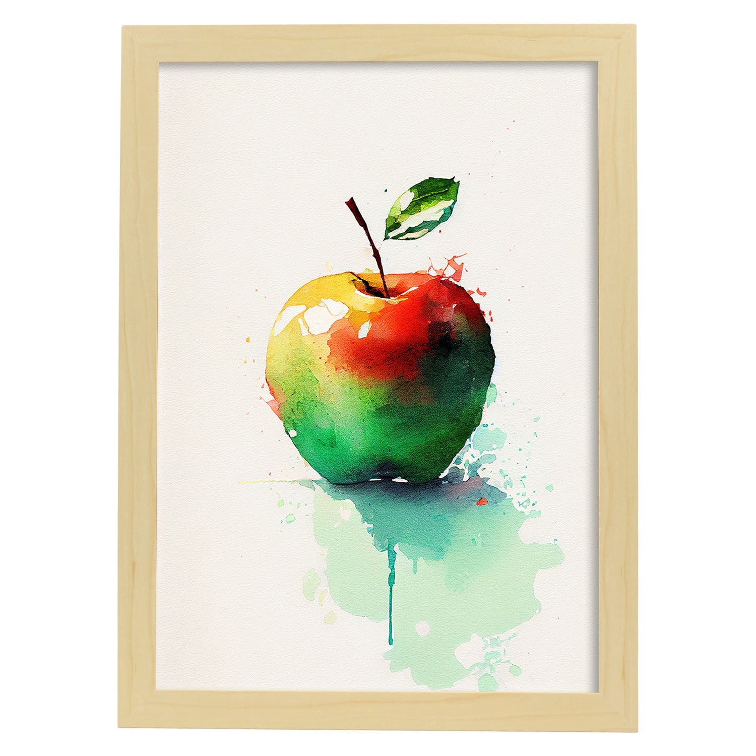 Nacnic minimalist Apple. Aesthetic Wall Art Prints for Bedroom or Living Room Design.-Artwork-Nacnic-A4-Marco Madera Clara-Nacnic Estudio SL