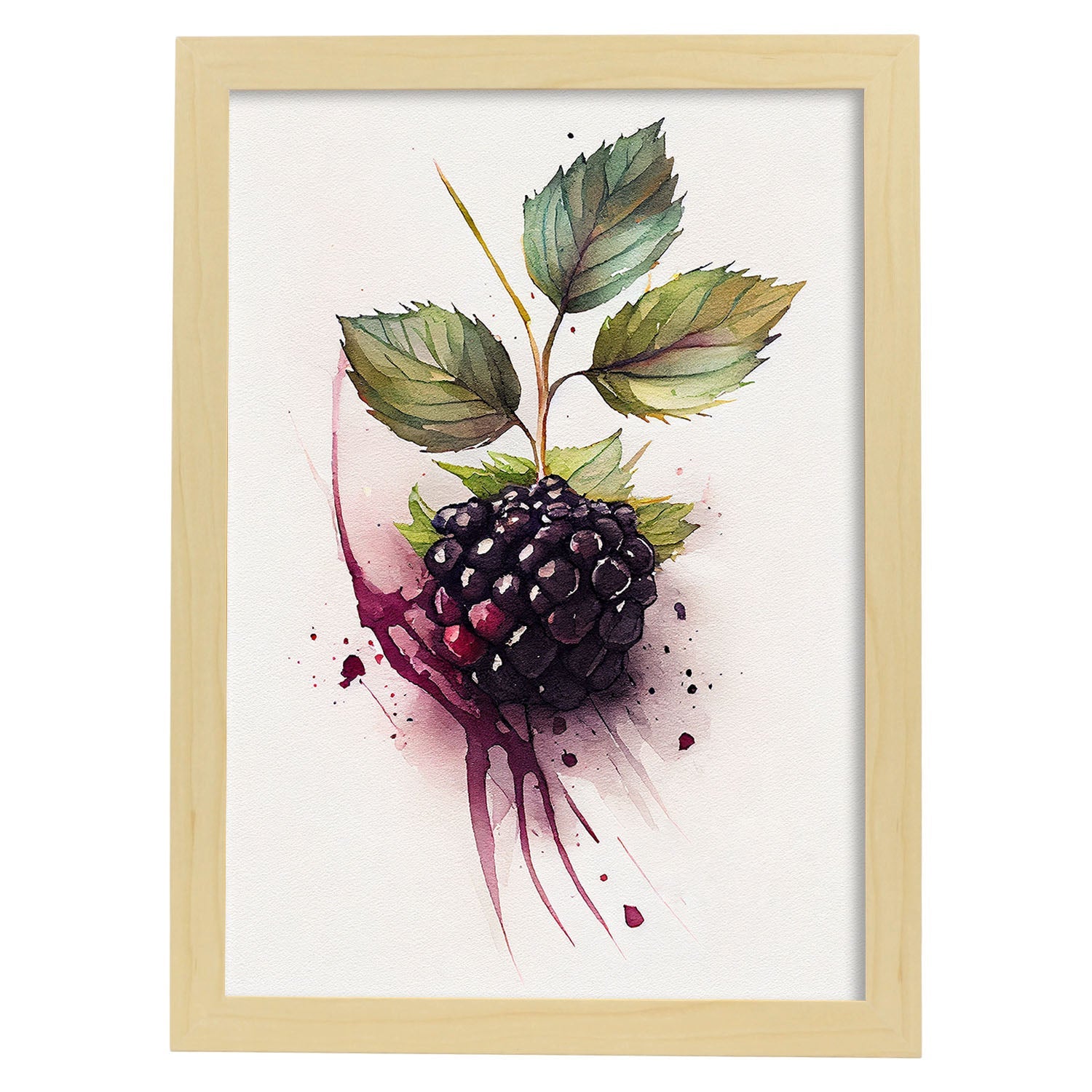 Nacnic minimalist Blackberry. Aesthetic Wall Art Prints for Bedroom or Living Room Design.-Artwork-Nacnic-A4-Marco Madera Clara-Nacnic Estudio SL