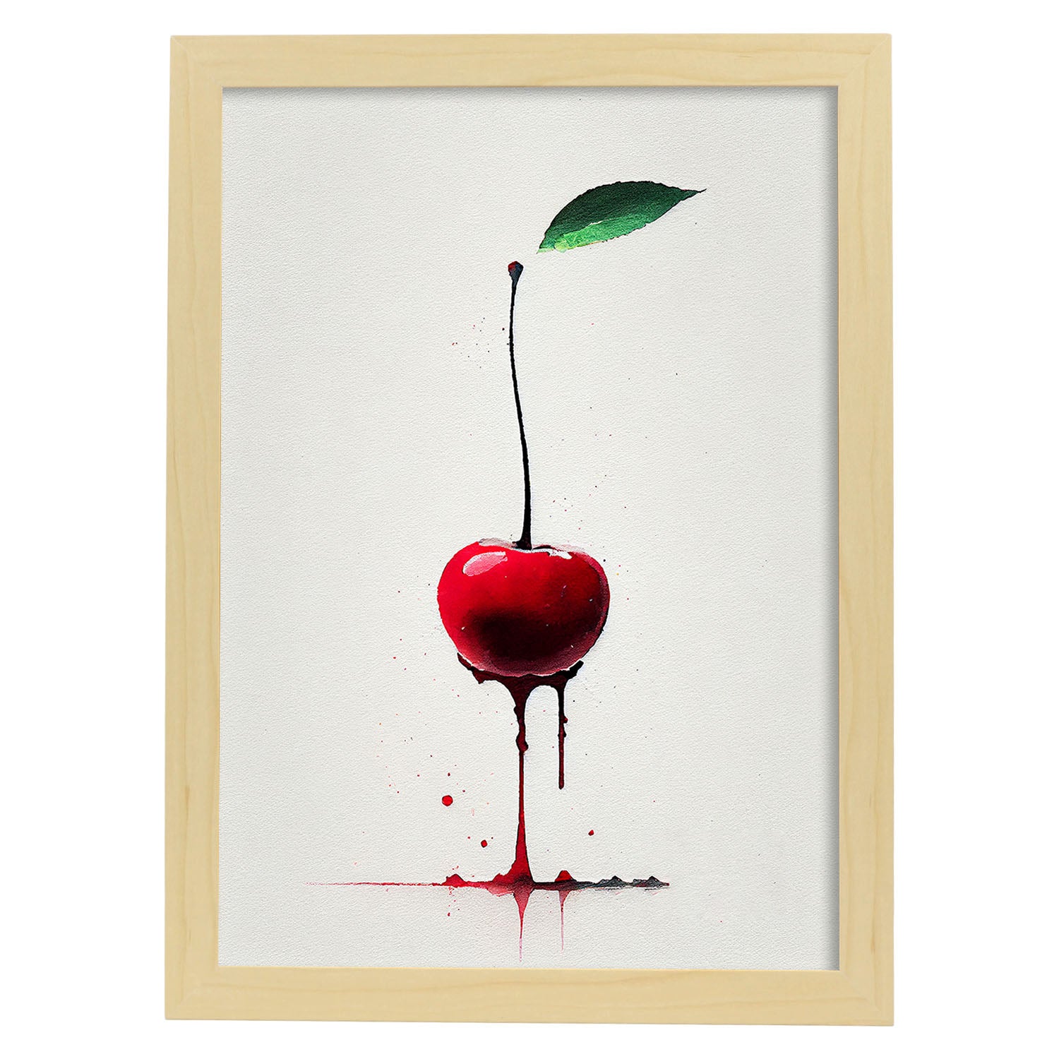 Nacnic minimalist Cherry_2. Aesthetic Wall Art Prints for Bedroom or Living Room Design.-Artwork-Nacnic-A4-Marco Madera Clara-Nacnic Estudio SL