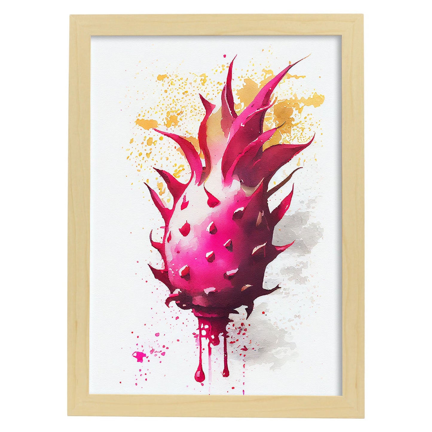 Nacnic minimalist Dragonfruit. Aesthetic Wall Art Prints for Bedroom or Living Room Design.-Artwork-Nacnic-A4-Marco Madera Clara-Nacnic Estudio SL