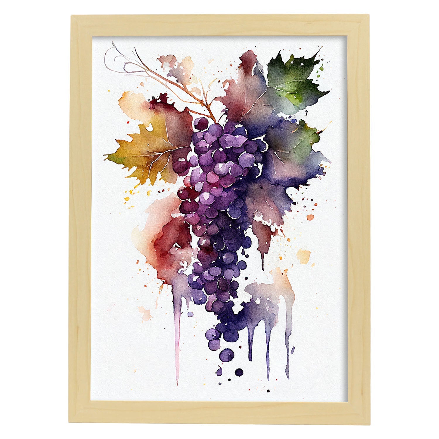 Nacnic minimalist Grapes_1. Aesthetic Wall Art Prints for Bedroom or Living Room Design.-Artwork-Nacnic-A4-Marco Madera Clara-Nacnic Estudio SL
