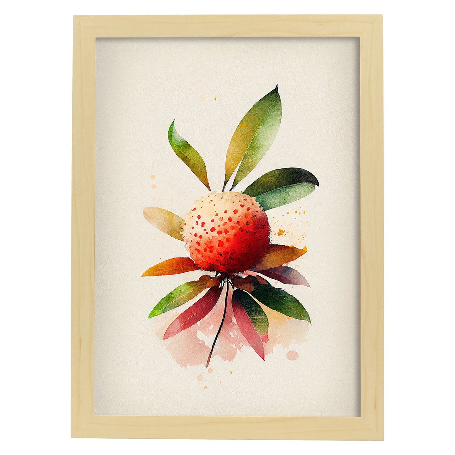 Nacnic minimalist Lychee_2. Aesthetic Wall Art Prints for Bedroom or Living Room Design.-Artwork-Nacnic-A4-Marco Madera Clara-Nacnic Estudio SL