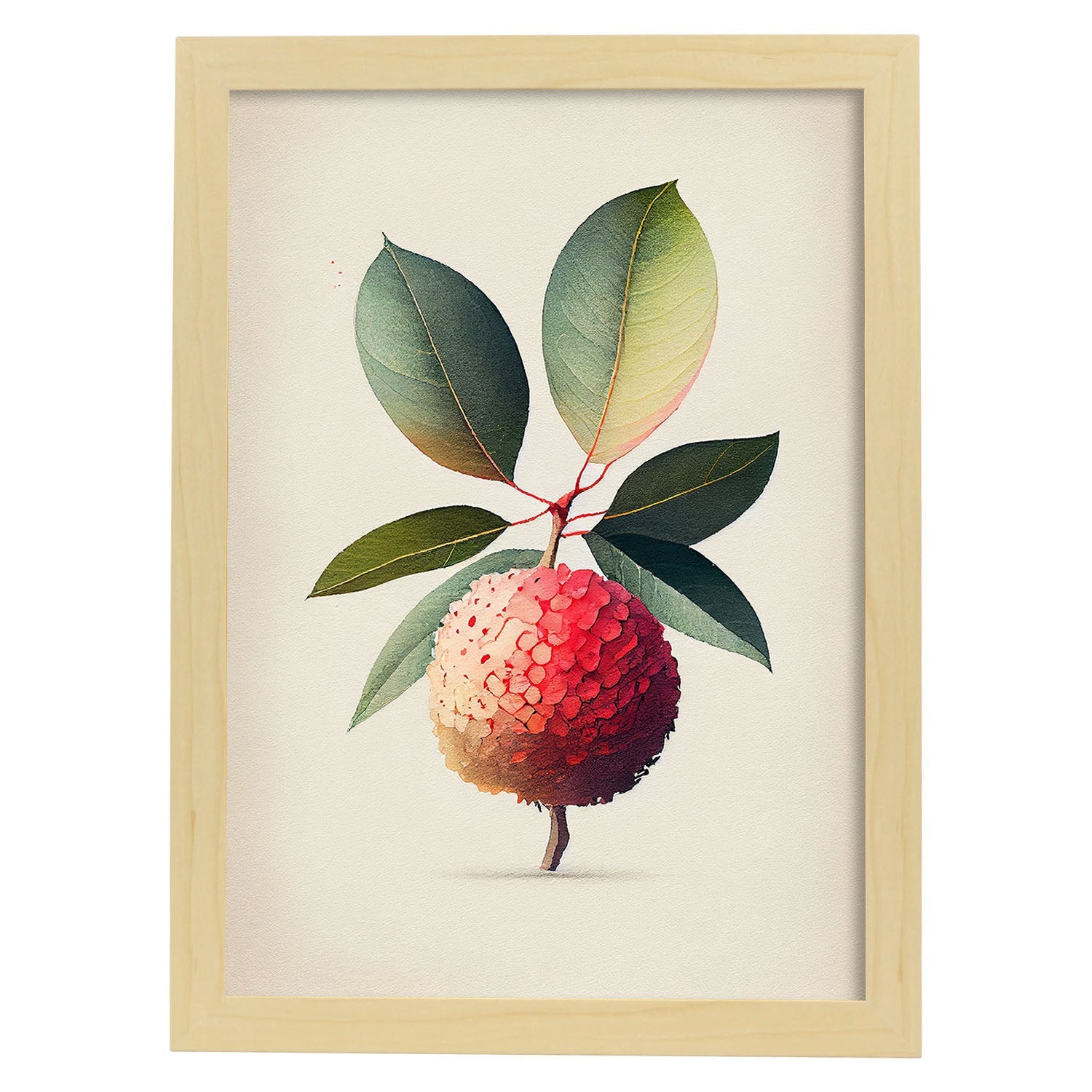 Nacnic minimalist Lychee_3. Aesthetic Wall Art Prints for Bedroom or Living Room Design.-Artwork-Nacnic-A4-Marco Madera Clara-Nacnic Estudio SL