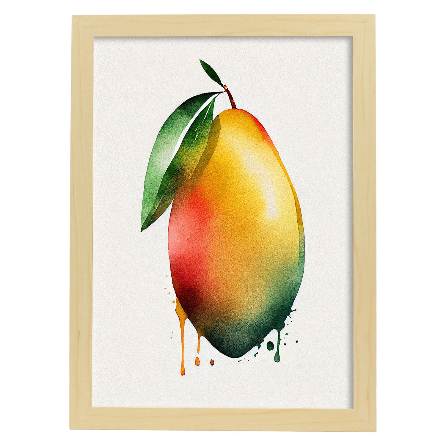 Nacnic minimalist Mango. Aesthetic Wall Art Prints for Bedroom or Living Room Design.-Artwork-Nacnic-A4-Marco Madera Clara-Nacnic Estudio SL