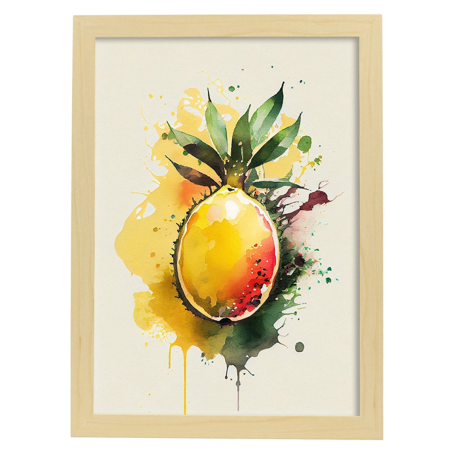 Nacnic minimalist Maracuja_1. Aesthetic Wall Art Prints for Bedroom or Living Room Design.-Artwork-Nacnic-A4-Marco Madera Clara-Nacnic Estudio SL