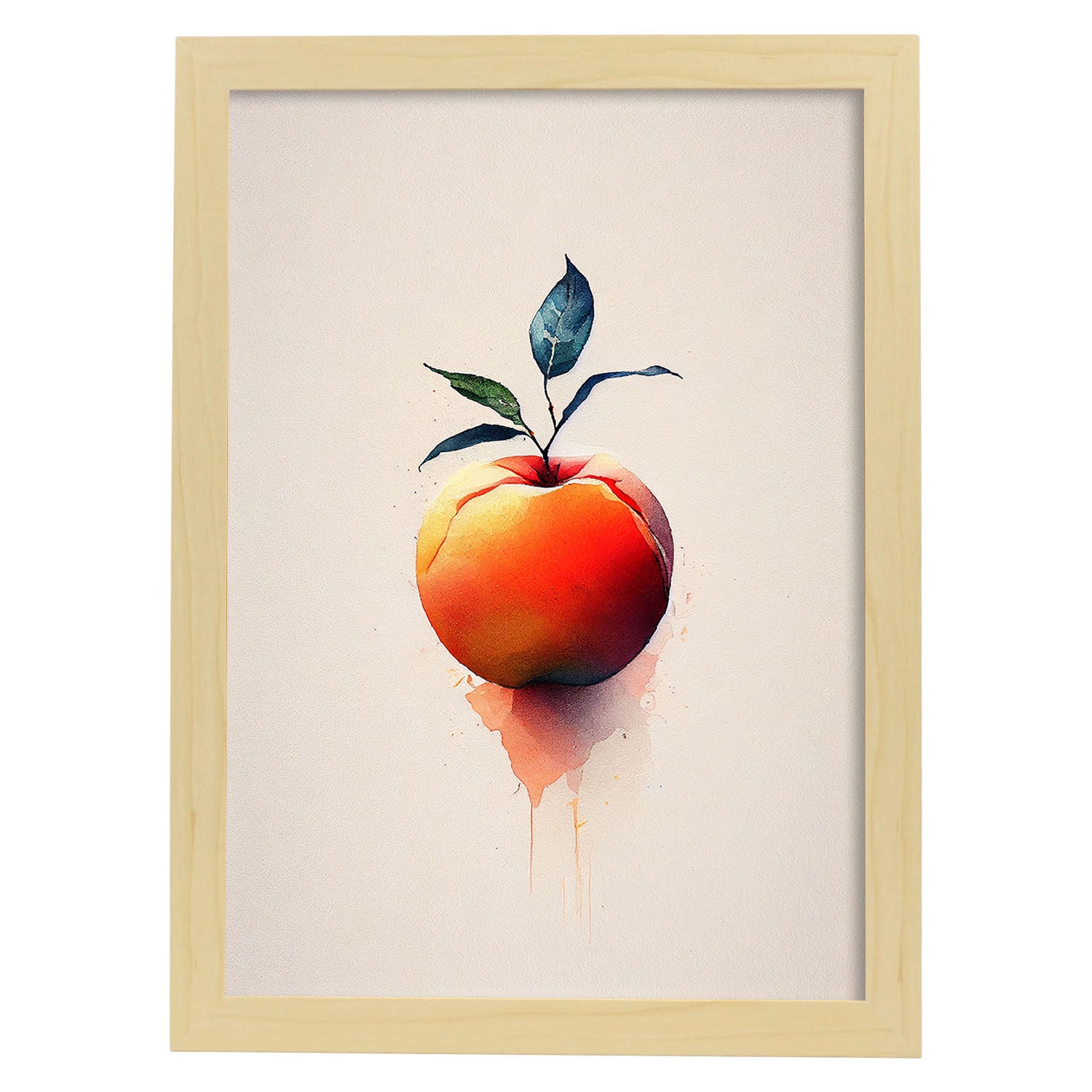 Nacnic minimalist Nectarine. Aesthetic Wall Art Prints for Bedroom or Living Room Design.-Artwork-Nacnic-A4-Marco Madera Clara-Nacnic Estudio SL