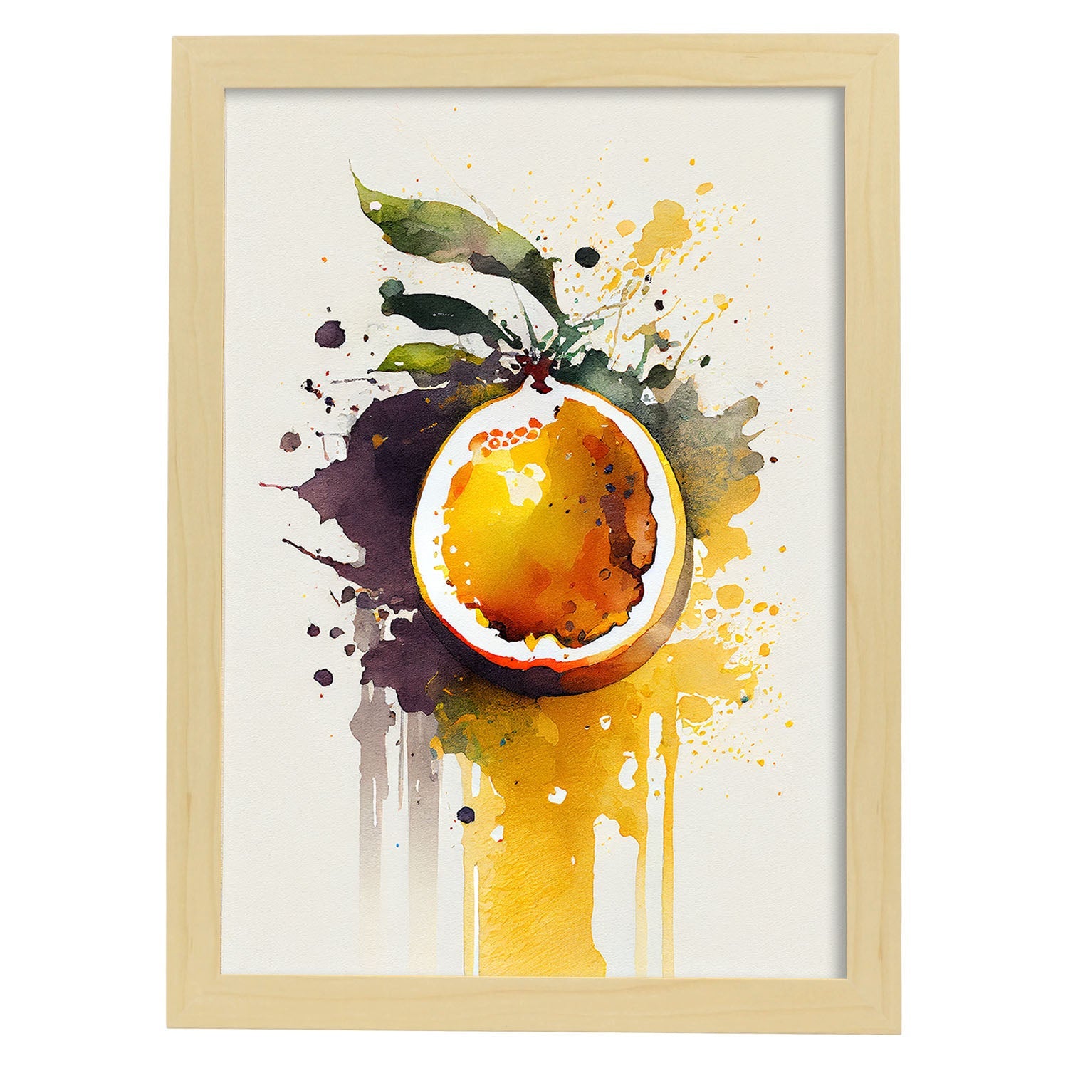 Nacnic minimalist Passionfruit_1. Aesthetic Wall Art Prints for Bedroom or Living Room Design.-Artwork-Nacnic-A4-Marco Madera Clara-Nacnic Estudio SL