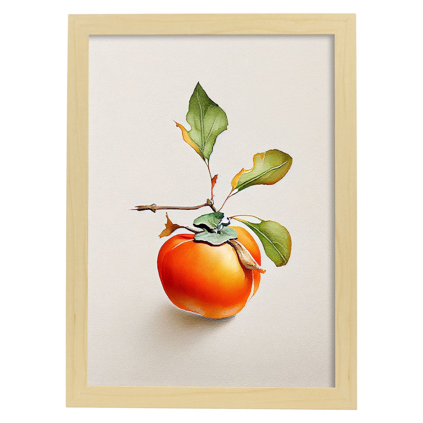 Nacnic minimalist Persimmon. Aesthetic Wall Art Prints for Bedroom or Living Room Design.-Artwork-Nacnic-A4-Marco Madera Clara-Nacnic Estudio SL