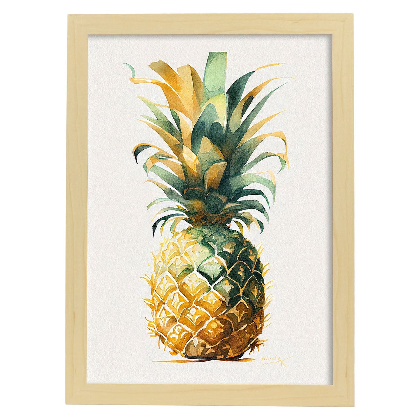 Nacnic minimalist Pineapple_4. Aesthetic Wall Art Prints for Bedroom or Living Room Design.-Artwork-Nacnic-A4-Marco Madera Clara-Nacnic Estudio SL