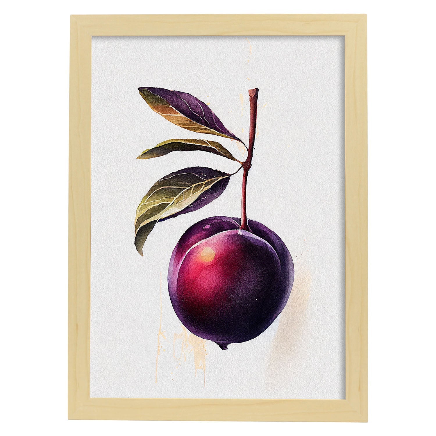 Nacnic minimalist Plum_1. Aesthetic Wall Art Prints for Bedroom or Living Room Design.-Artwork-Nacnic-A4-Marco Madera Clara-Nacnic Estudio SL