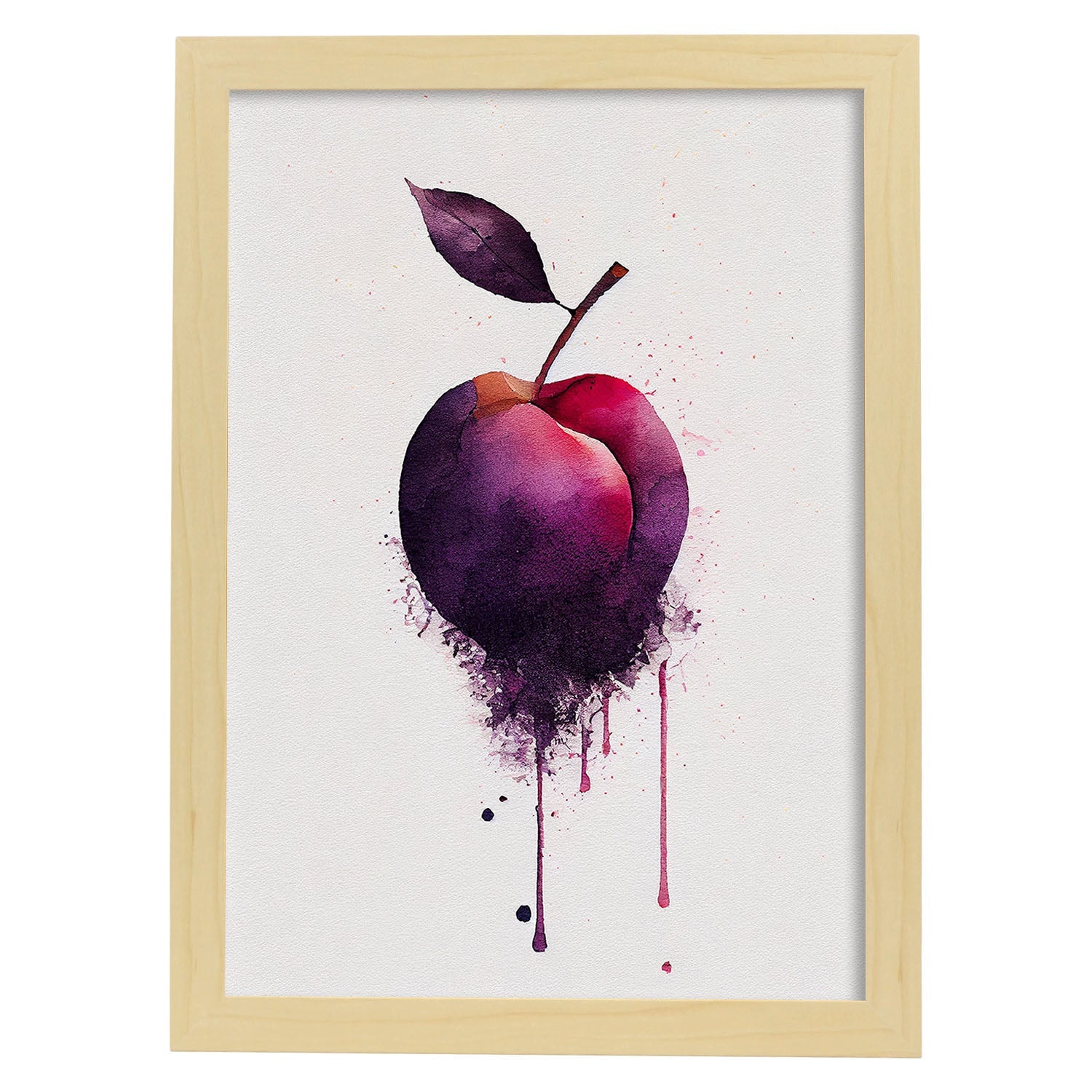 Nacnic minimalist Plum_2. Aesthetic Wall Art Prints for Bedroom or Living Room Design.-Artwork-Nacnic-A4-Marco Madera Clara-Nacnic Estudio SL