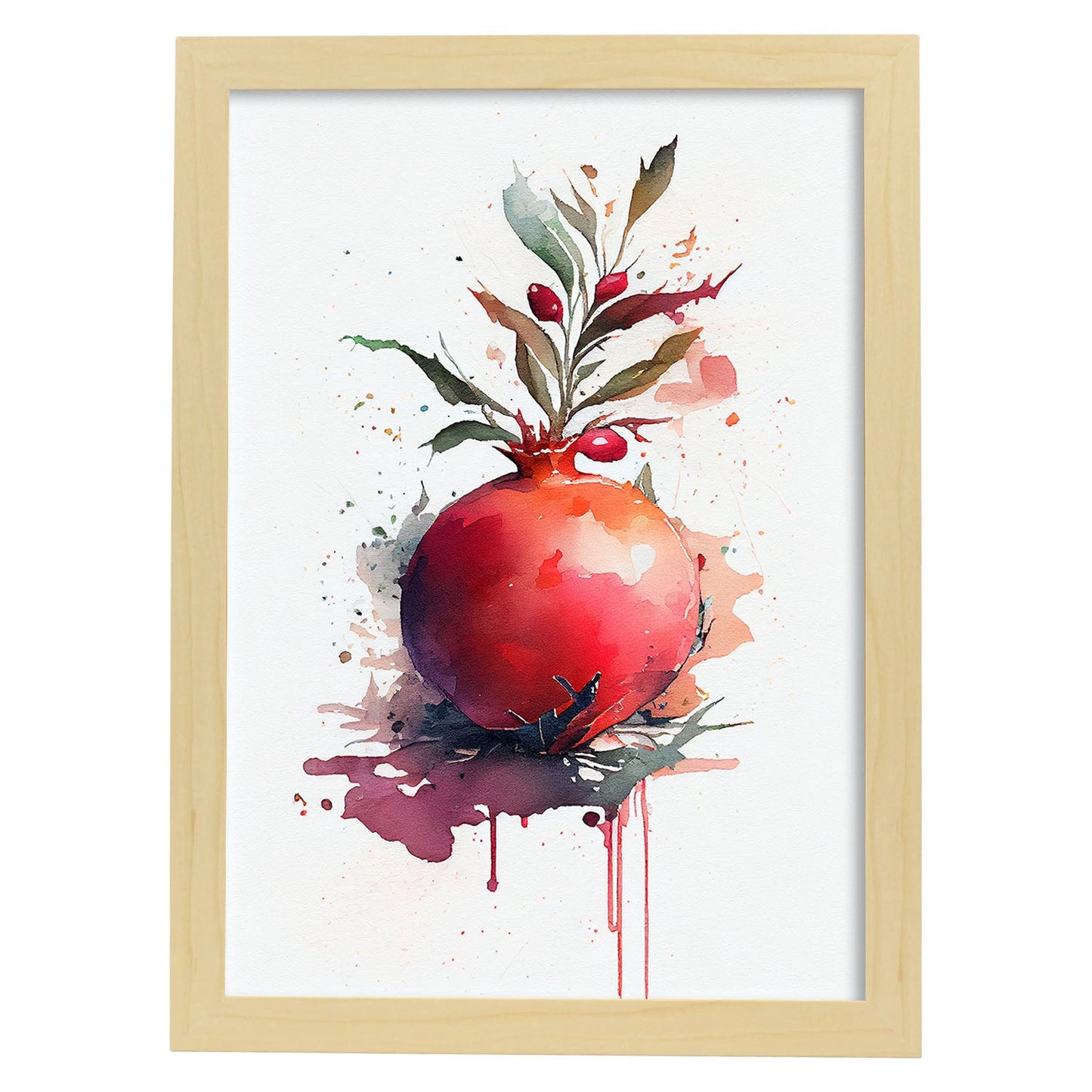 Nacnic minimalist Pomegranate_1. Aesthetic Wall Art Prints for Bedroom or Living Room Design.-Artwork-Nacnic-A4-Marco Madera Clara-Nacnic Estudio SL