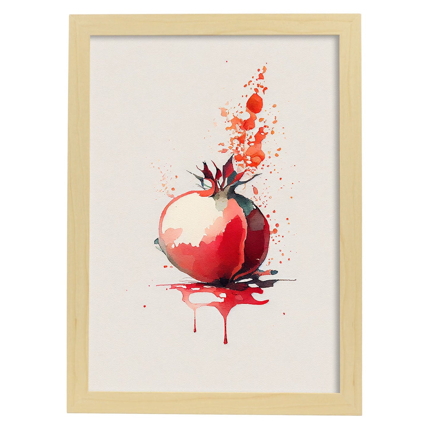 Nacnic minimalist Pomegranate_2. Aesthetic Wall Art Prints for Bedroom or Living Room Design.-Artwork-Nacnic-A4-Marco Madera Clara-Nacnic Estudio SL