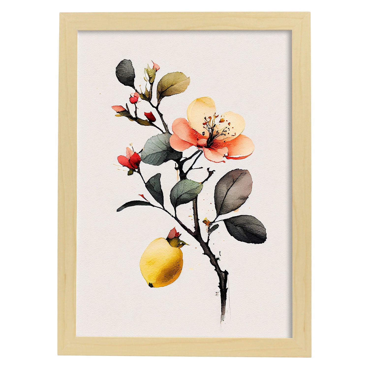 Nacnic minimalist Quince_2. Aesthetic Wall Art Prints for Bedroom or Living Room Design.-Artwork-Nacnic-A4-Marco Madera Clara-Nacnic Estudio SL