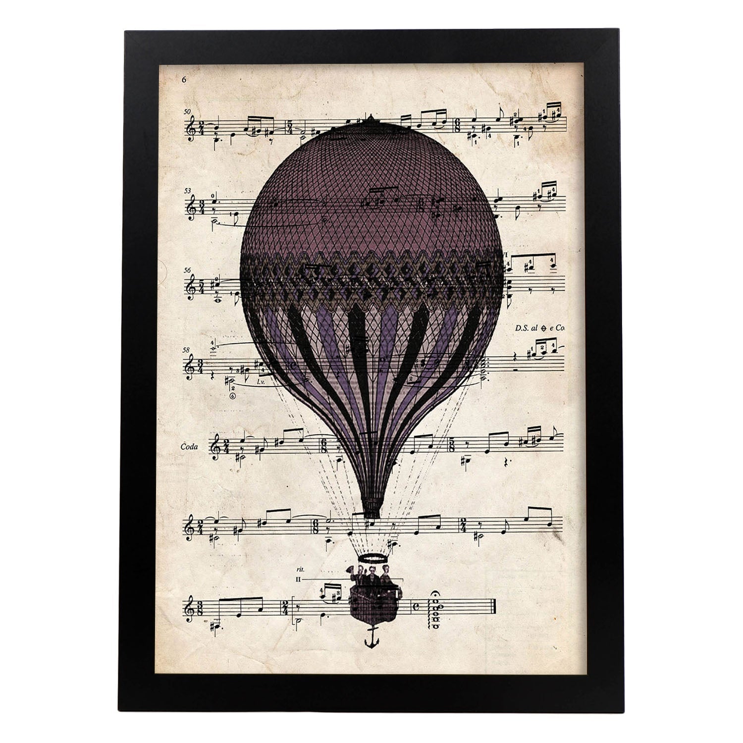 Poster de Globomorado. Láminas de globos aeroestáticos. Diseño con imágenes de globos.-Artwork-Nacnic-A4-Marco Negro-Nacnic Estudio SL