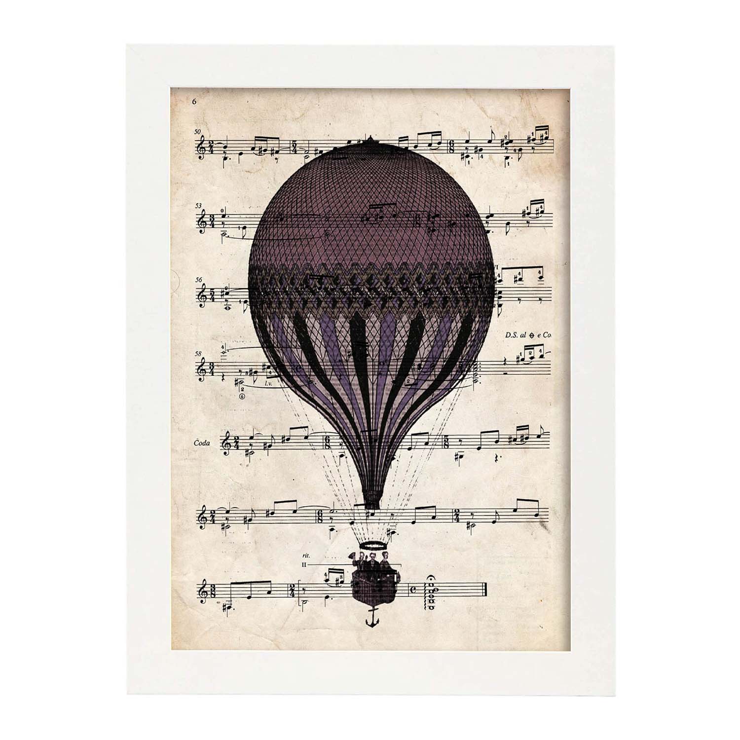 Poster de Globomorado. Láminas de globos aeroestáticos. Diseño con imágenes de globos.-Artwork-Nacnic-A4-Marco Blanco-Nacnic Estudio SL