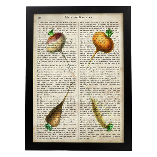 Poster de 4 rabanos. Láminas de frutas y verduras con definiciones. Ilustraciones de alimentacion vegetariana.-Artwork-Nacnic-A4-Marco Negro-Nacnic Estudio SL