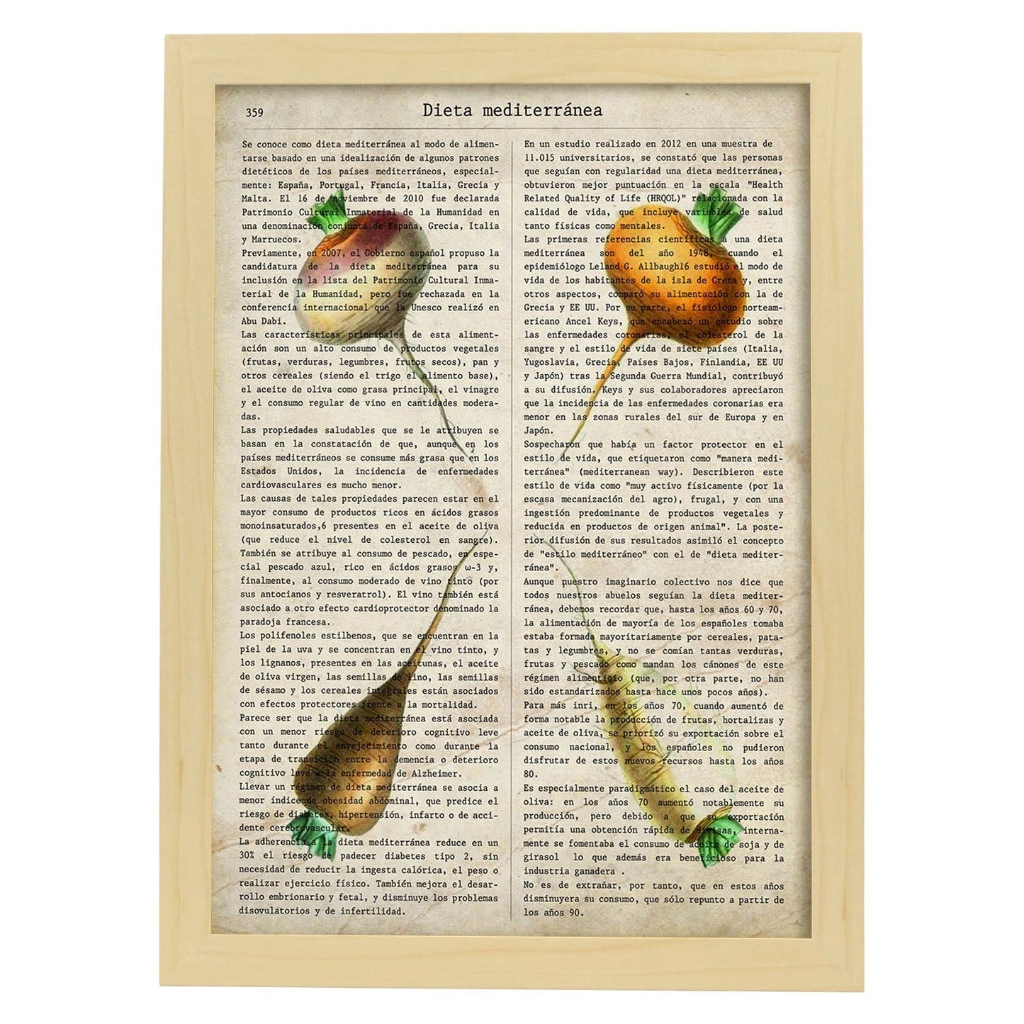 Poster de 4 rabanos. Láminas de frutas y verduras con definiciones. Ilustraciones de alimentacion vegetariana.-Artwork-Nacnic-A4-Marco Madera clara-Nacnic Estudio SL