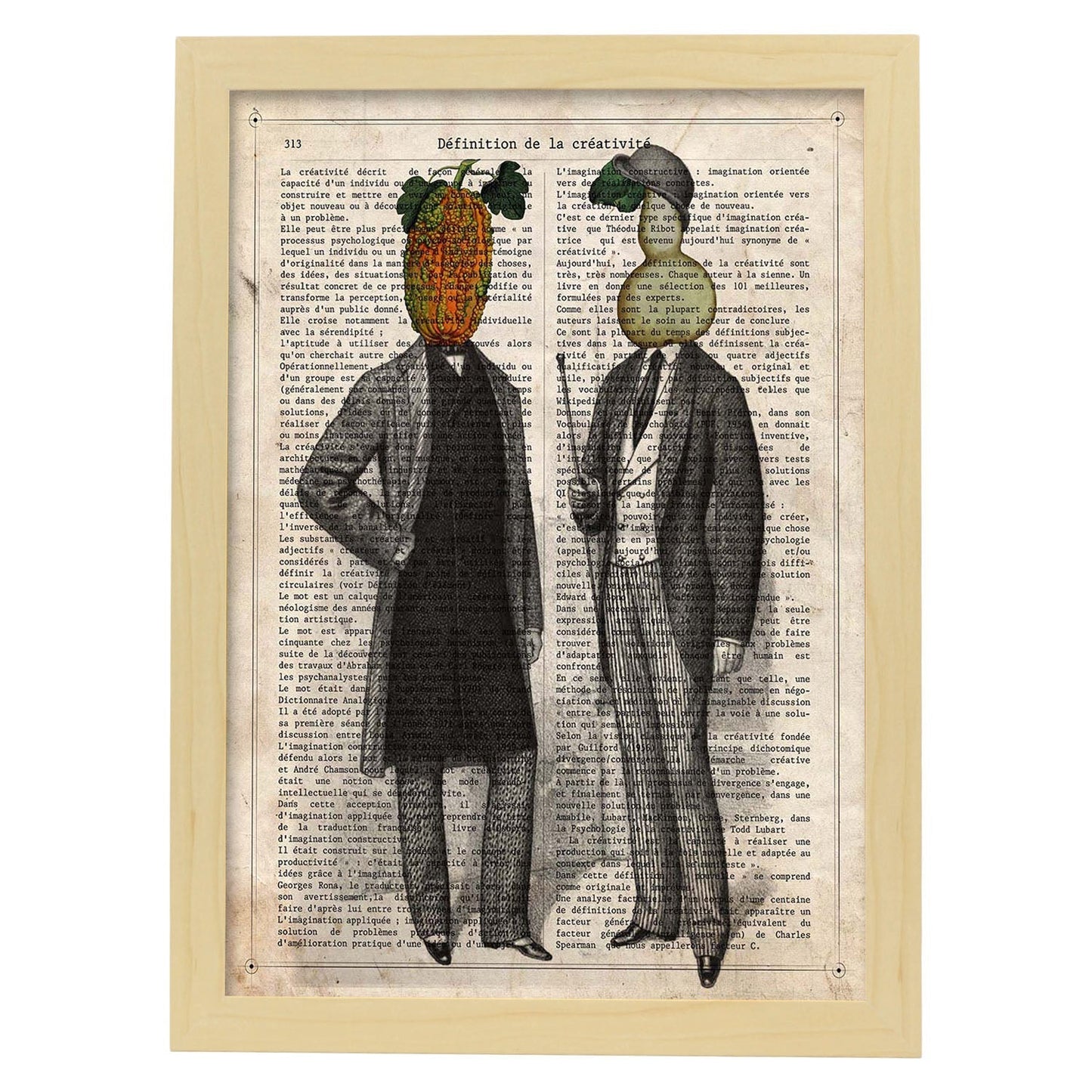 Poster de Calabazas. Láminas de frutas y verduras con definiciones. Ilustraciones de alimentacion vegetariana.-Artwork-Nacnic-A4-Marco Madera clara-Nacnic Estudio SL