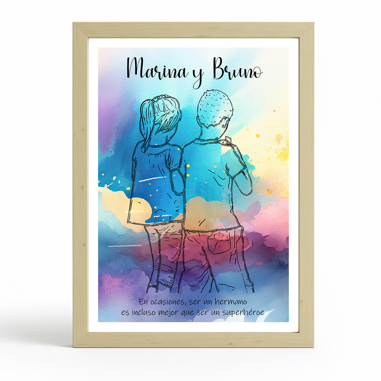 Lámina Personalizada Hermanos Con Sus Nombres Y Frases Superheroes Regalo De Diseño Para Momentos Unicos. Ideal Para Eventos. Cumpleaños, Aniversarios