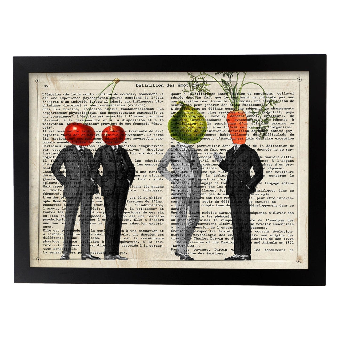 Poster de verduras humanas. Lámina Reunión de amigos. Cuadros de humanos con cabezas de verdura.-Artwork-Nacnic-A3-Marco Negro-Nacnic Estudio SL