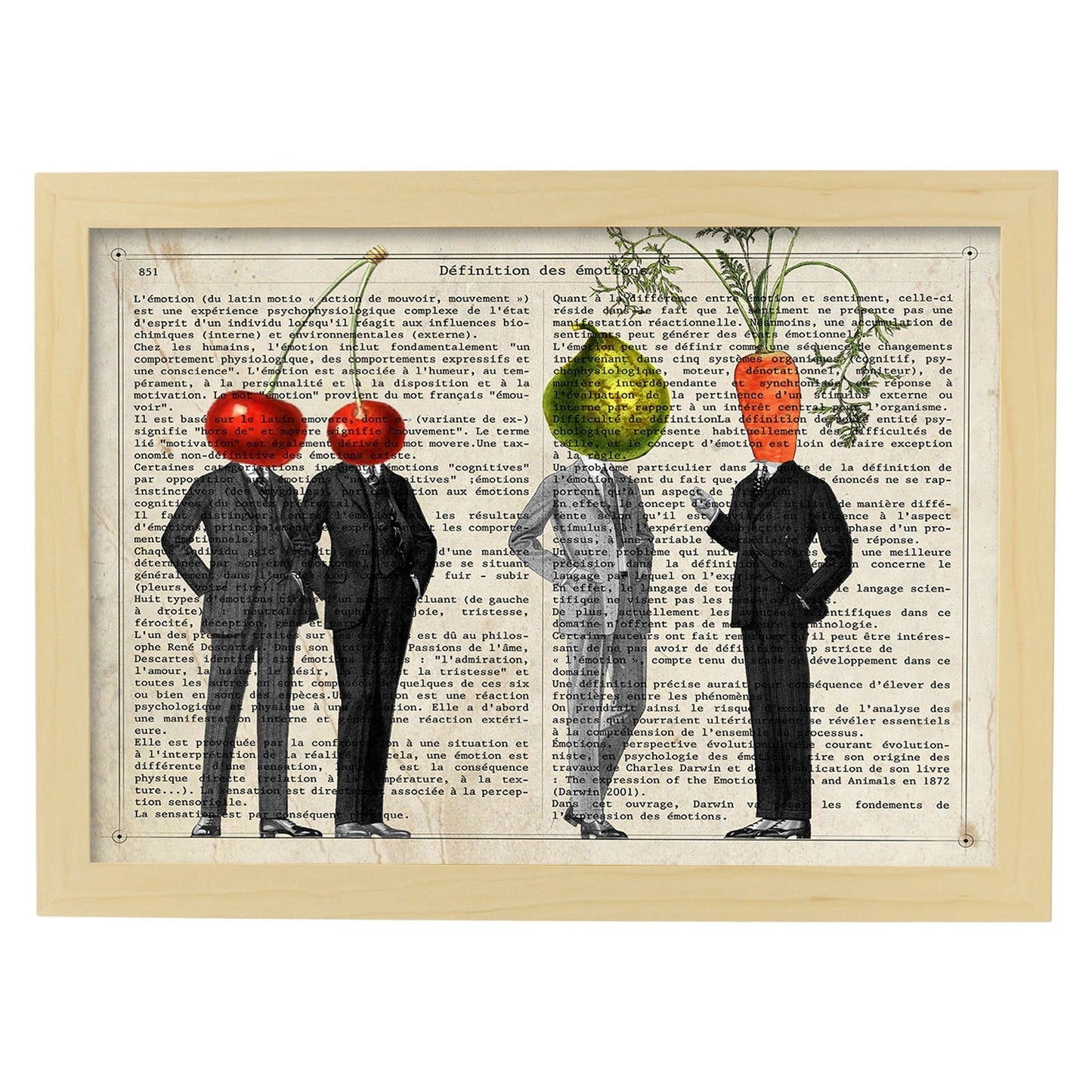 Poster de verduras humanas. Lámina Reunión de amigos. Cuadros de humanos con cabezas de verdura.-Artwork-Nacnic-A4-Marco Madera clara-Nacnic Estudio SL
