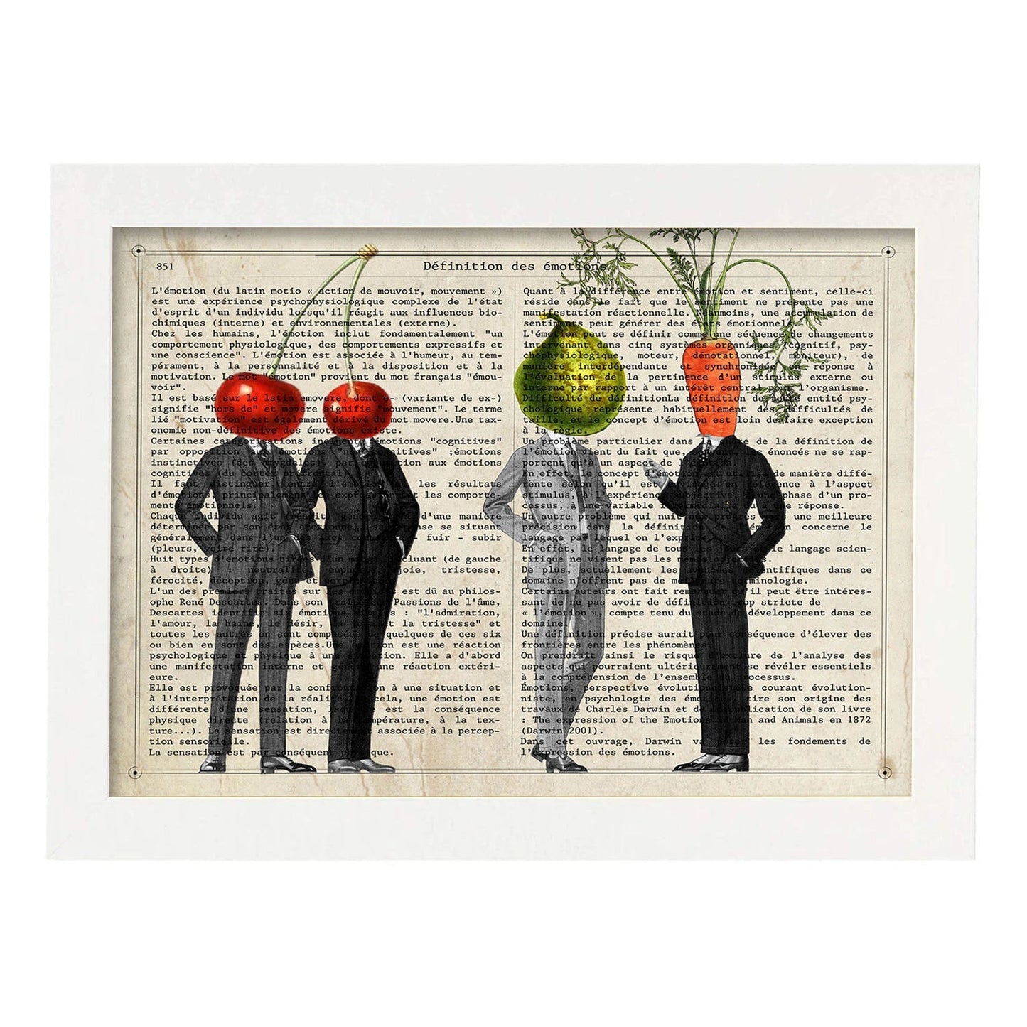 Poster de verduras humanas. Lámina Reunión de amigos. Cuadros de humanos con cabezas de verdura.-Artwork-Nacnic-A4-Marco Blanco-Nacnic Estudio SL