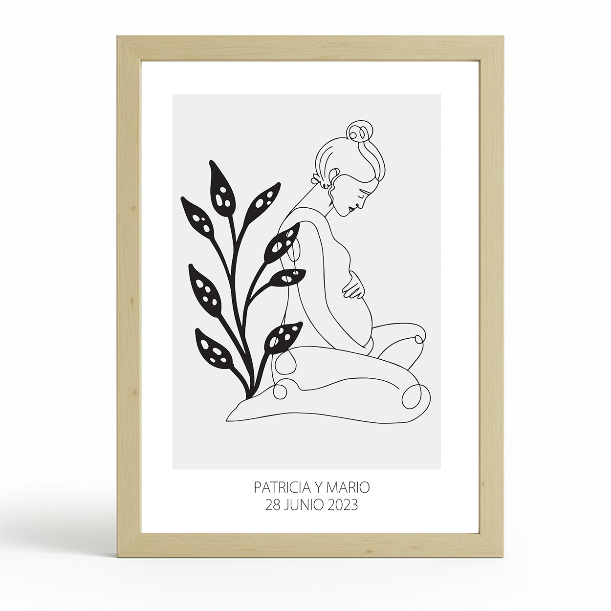 Lámina Personalizada Mujer Embarazada Con Nombres Y Fecha Nacimiento Regalo De Diseño Para Momentos Unicos. Ideal Para Eventos. Cumpleaños, Aniversarios