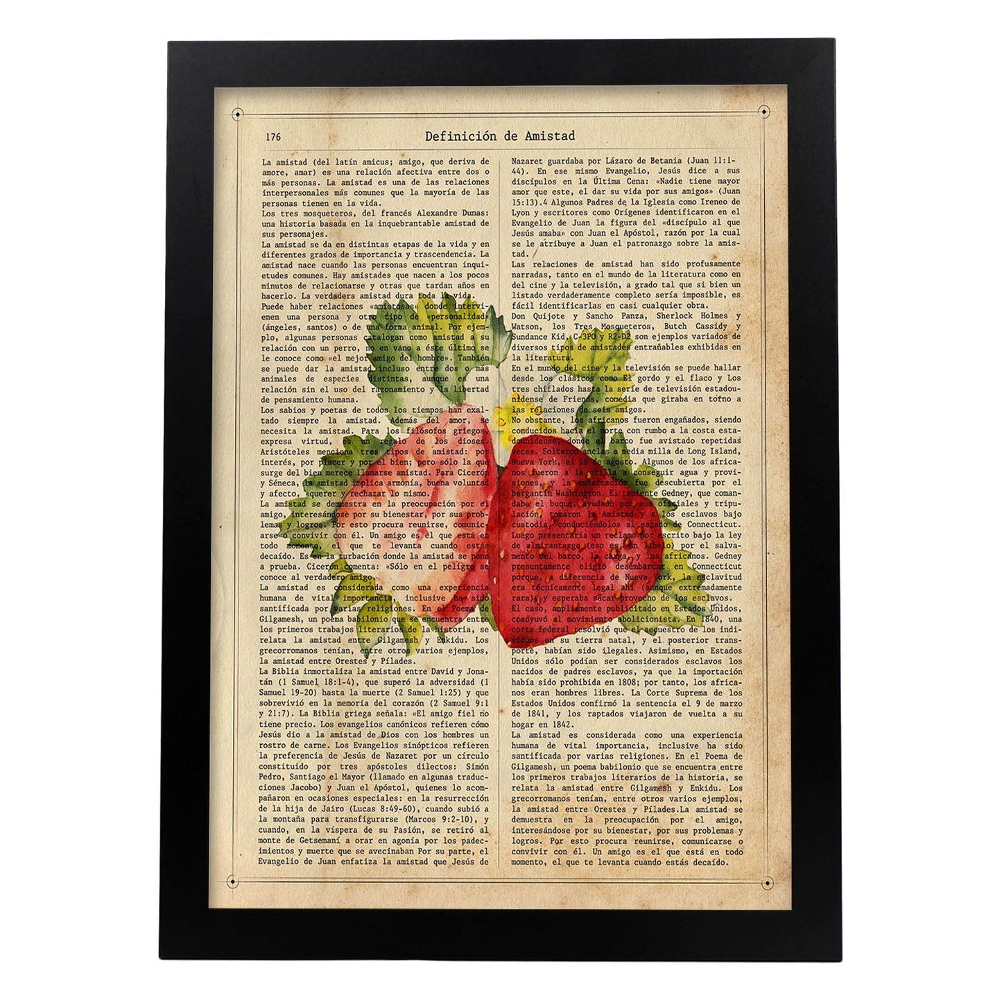 Posters de frutas con texto. Lámina Fresa Abierta con imágenes de alimentación saludable con definiciones.-Artwork-Nacnic-A3-Marco Negro-Nacnic Estudio SL