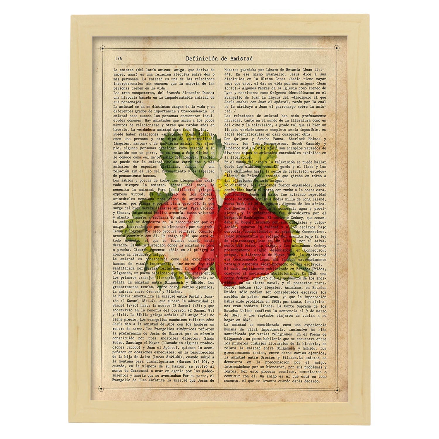 Posters de frutas con texto. Lámina Fresa Abierta con imágenes de alimentación saludable con definiciones.-Artwork-Nacnic-A4-Marco Madera clara-Nacnic Estudio SL