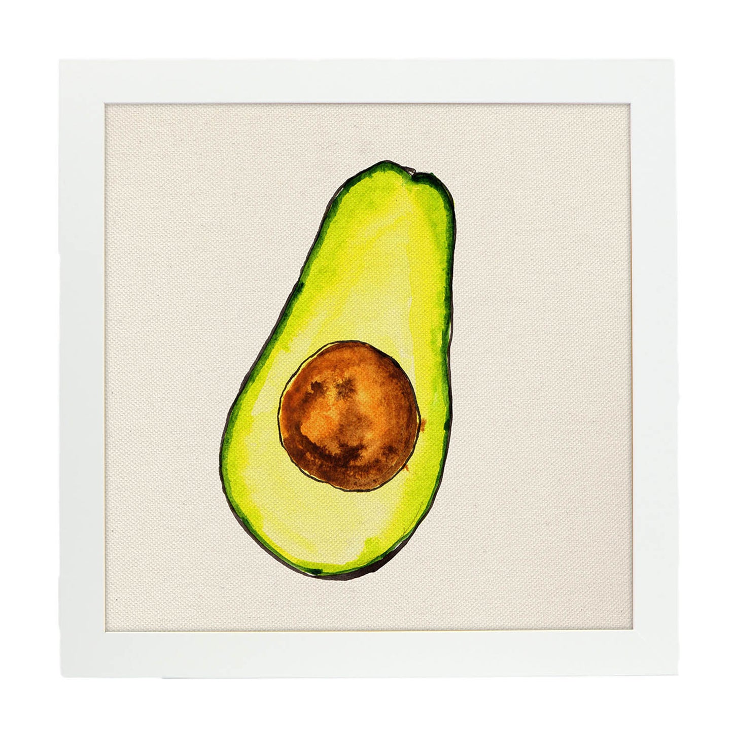 Poster cuadrado de Aguacate. Lámina de frutas y verduras de forma cuadrada, ilustrada con dibujos a color.-Artwork-Nacnic-20x20 cm-Marco Blanco-Nacnic Estudio SL