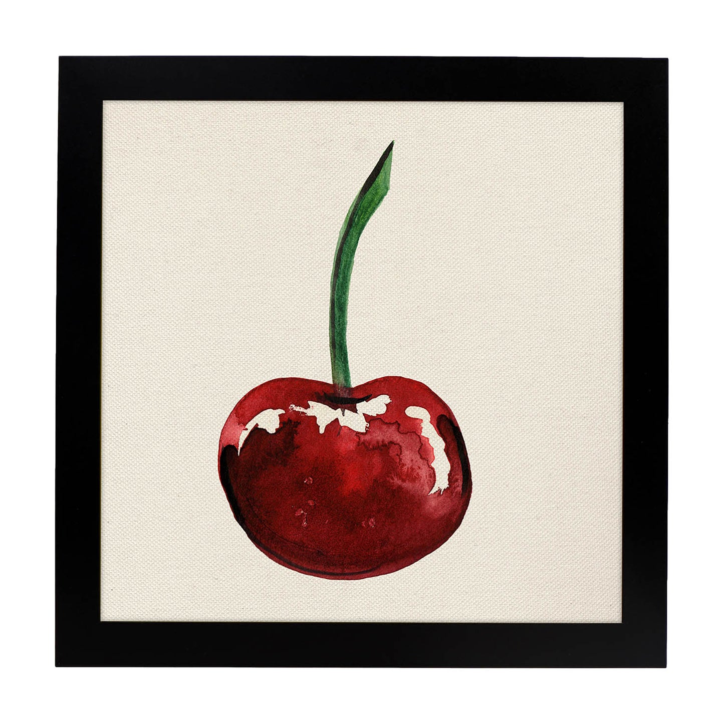 Poster cuadrado de Cereza sabrosa. Lámina de frutas y verduras de forma cuadrada, ilustrada con dibujos a color.-Artwork-Nacnic-20x20 cm-Marco Negro-Nacnic Estudio SL