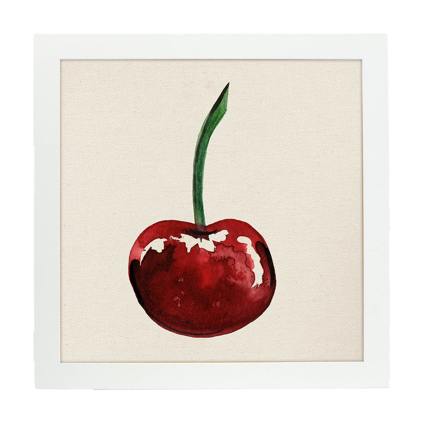 Poster cuadrado de Cereza sabrosa. Lámina de frutas y verduras de forma cuadrada, ilustrada con dibujos a color.-Artwork-Nacnic-25x25 cm-Marco Blanco-Nacnic Estudio SL