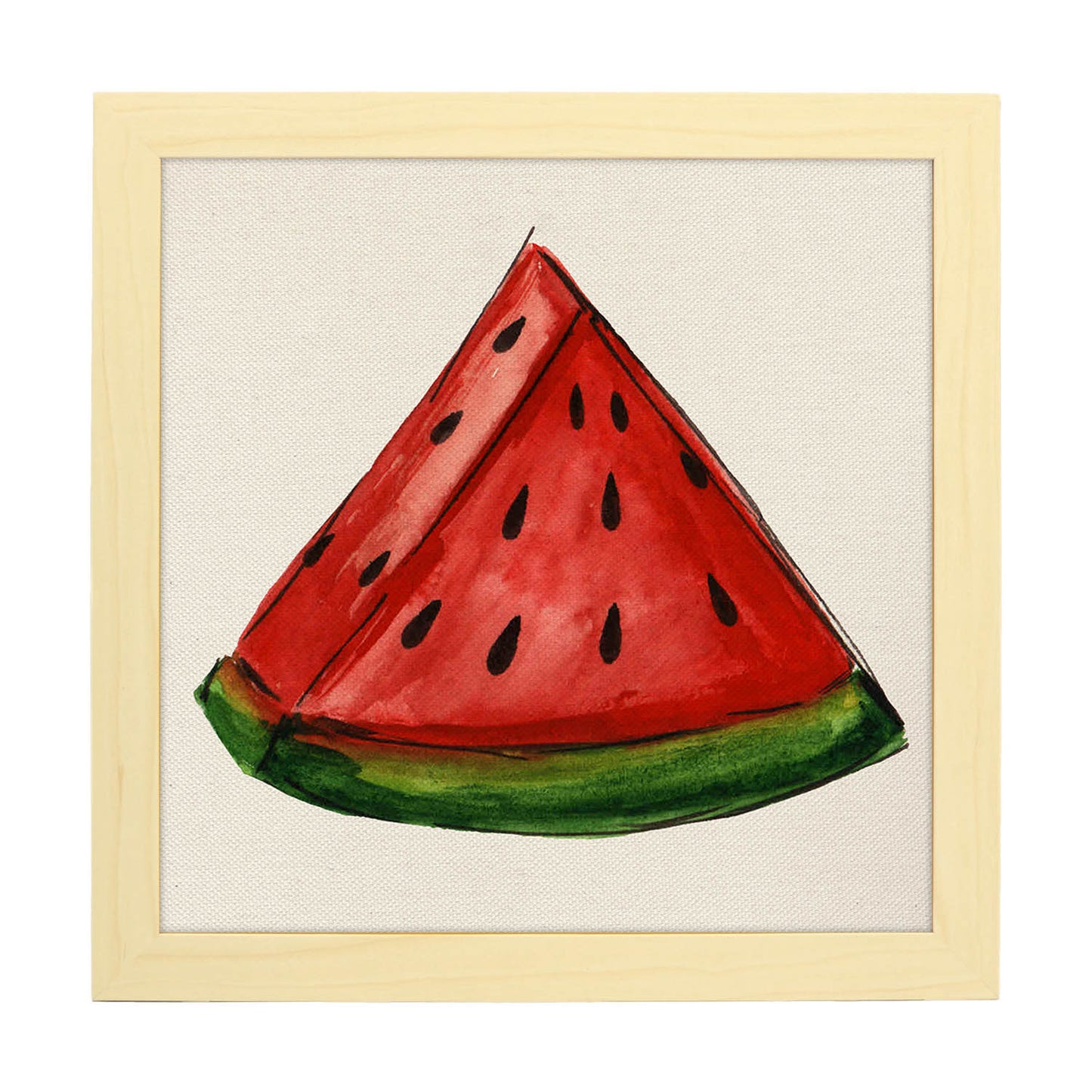 Poster cuadrado de Pepitas divertidas. Lámina de frutas y verduras de forma cuadrada, ilustrada con dibujos a color.-Artwork-Nacnic-20x20 cm-Marco Madera clara-Nacnic Estudio SL