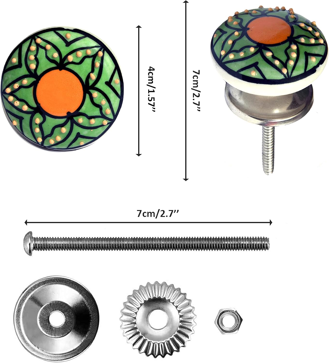 Nacnic Conjunto de 10 asas de cerámica con diseños florales pintado a mano. Tiradores de mano para armarios, cajones y cómodos. Asas clásicas de 40 mm de diámetro.
