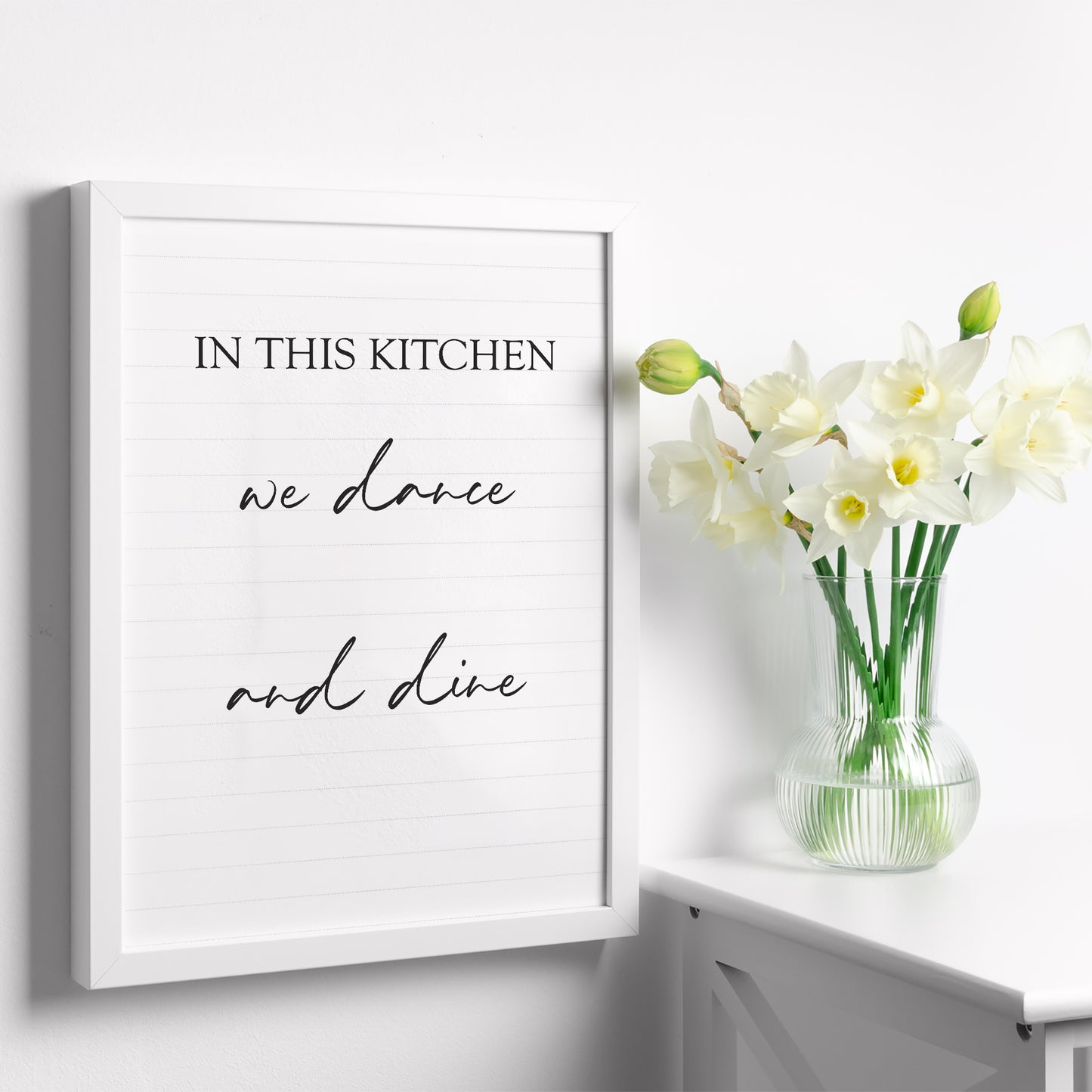Set de 4 Cuadros Frases de Cocina Mensajes Póster Impresión Ilustración Letreros en Blanco y Negro Estilo moderno para decorar Cocina, Despensa, Comedor, Restaurante