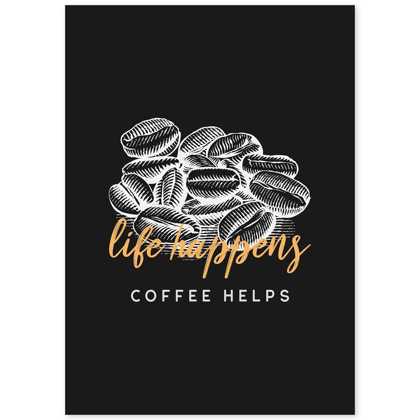 Set de láminas La vida ocurre, el cafe ayuda. Pósters para cafeterías, restaurantes y amantes del café.-Artwork-Nacnic-A4-Sin marco-Nacnic Estudio SL