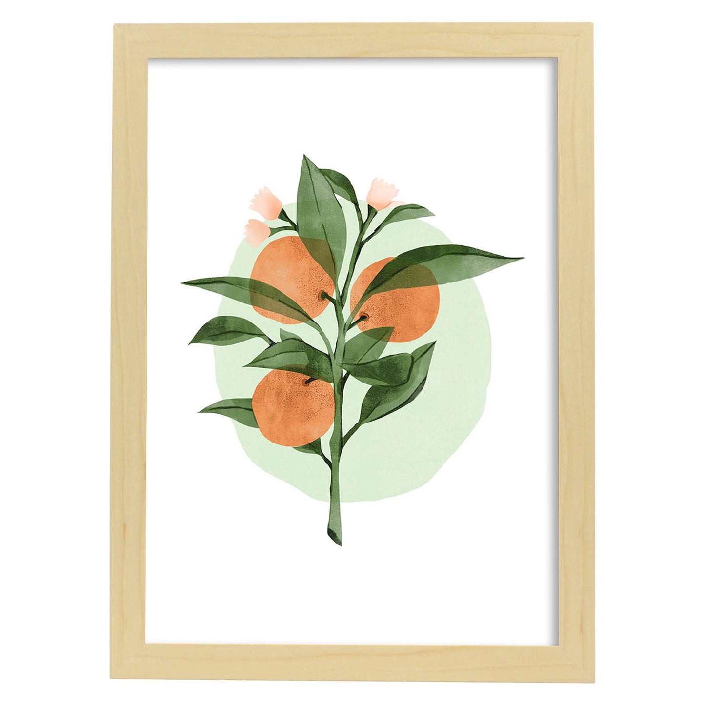 Lámina Botánica acuarela 7. Pósters con ilustraciones de plantas y flores en estilo acuarela.-Artwork-Nacnic-A3-Marco Madera clara-Nacnic Estudio SL