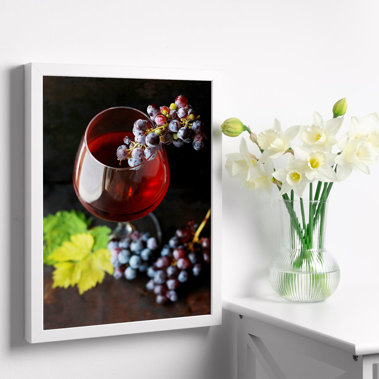 Set de 3 Cuadros de Uvas de Viñedo y Corcho Ilustración impresa en estilo Fotográfico para decorar Cocina, Despensa, Cortijo, Comedor, Restaurante