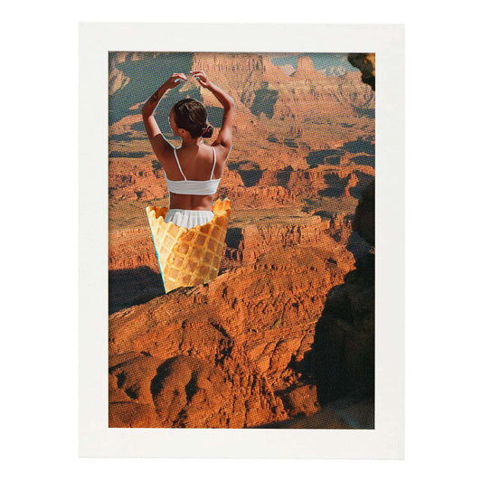 Lamina artistica decorativa con ilustración de Cono estilo Collage-Artwork-Nacnic-A4-Marco Blanco-Nacnic Estudio SL