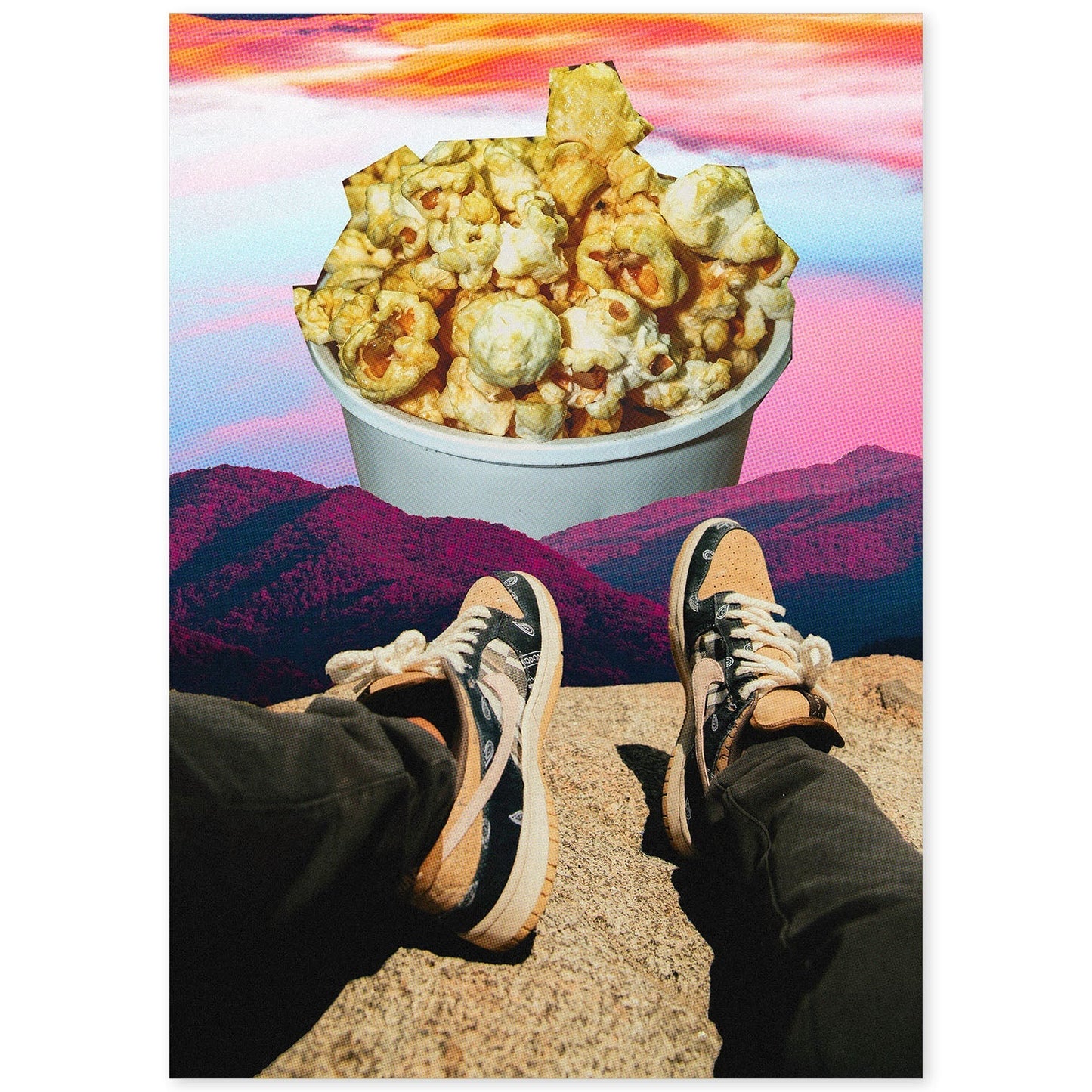 Lamina artistica decorativa con ilustración de Palomitas de maíz estilo Collage-Artwork-Nacnic-A4-Sin marco-Nacnic Estudio SL