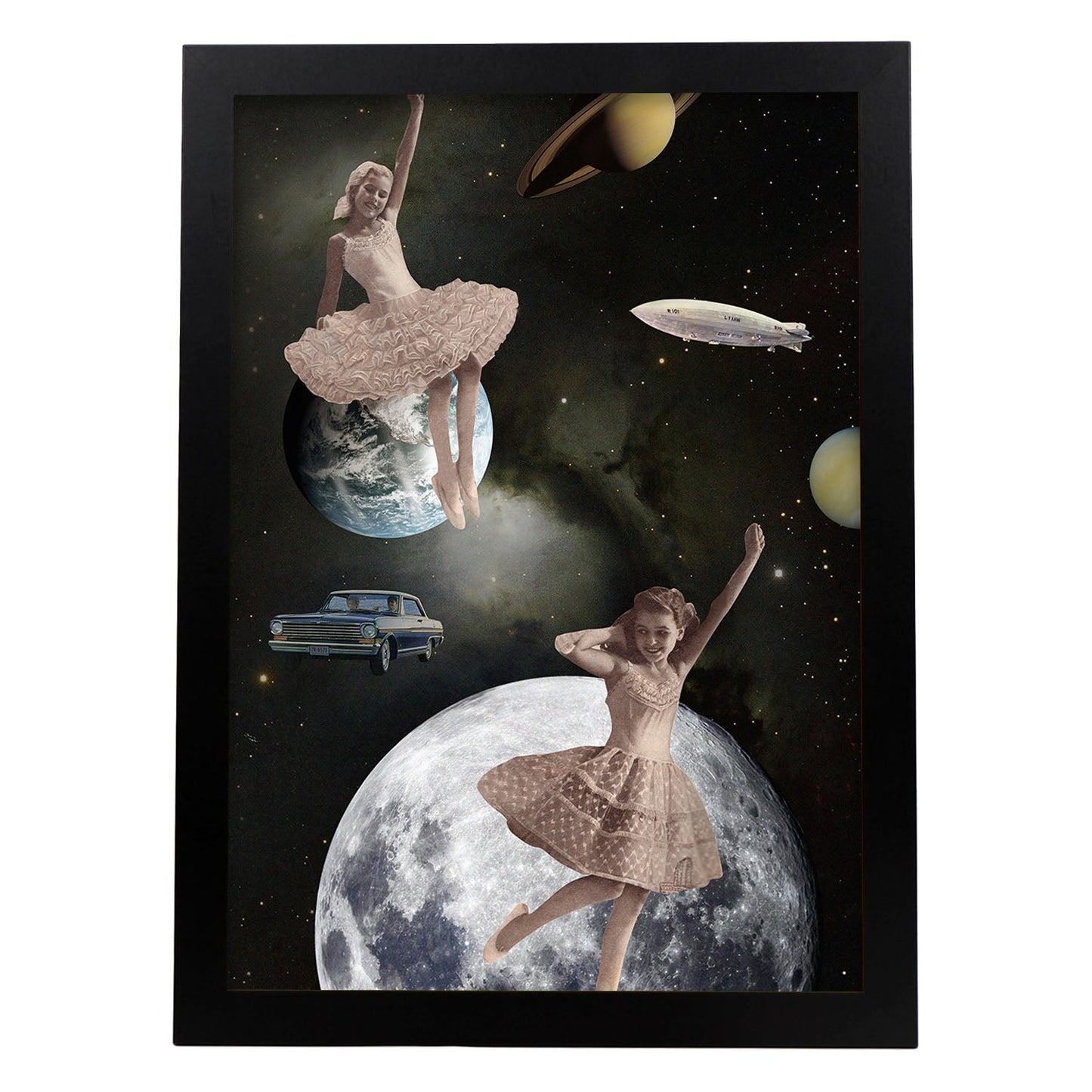Lamina artistica decorativa con ilustración de Collage surrealista 41 estilo Collage-Artwork-Nacnic-A4-Marco Negro-Nacnic Estudio SL
