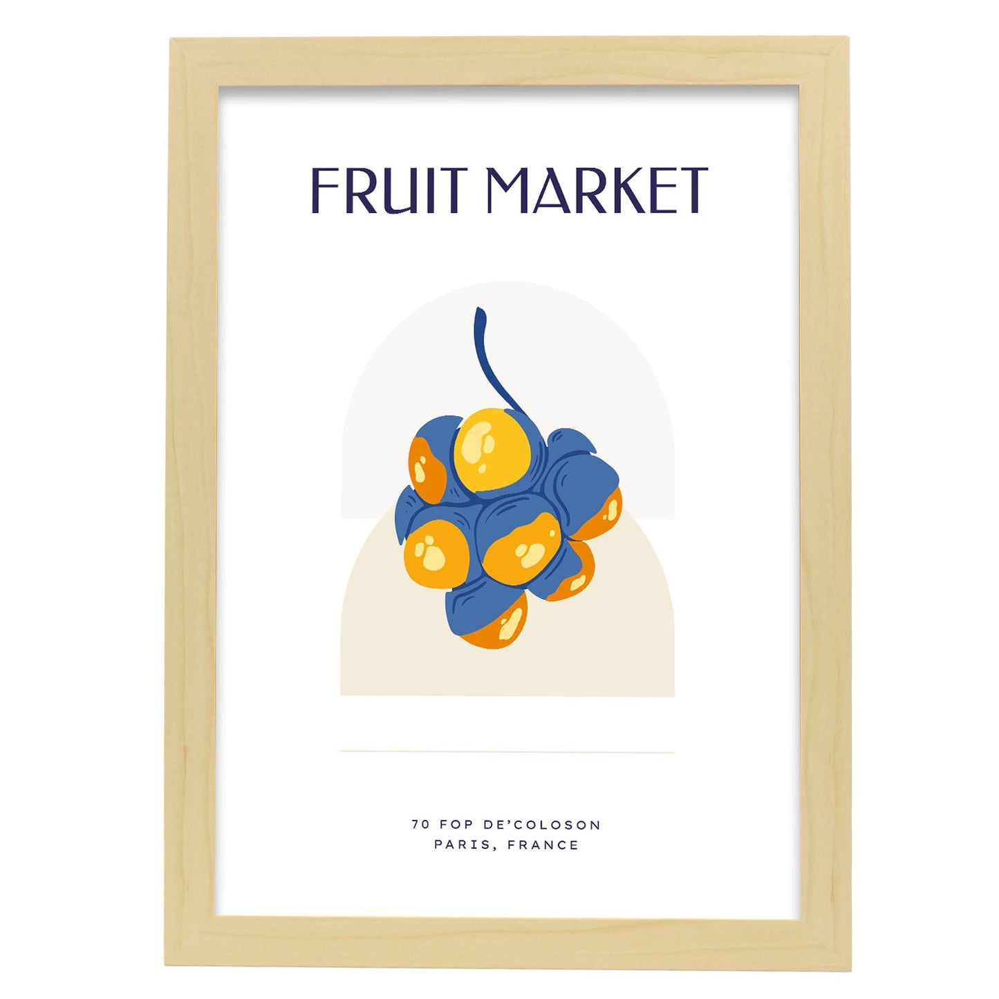 Palm Fruit-Artwork-Nacnic-A3-Marco Madera clara-Nacnic Estudio SL