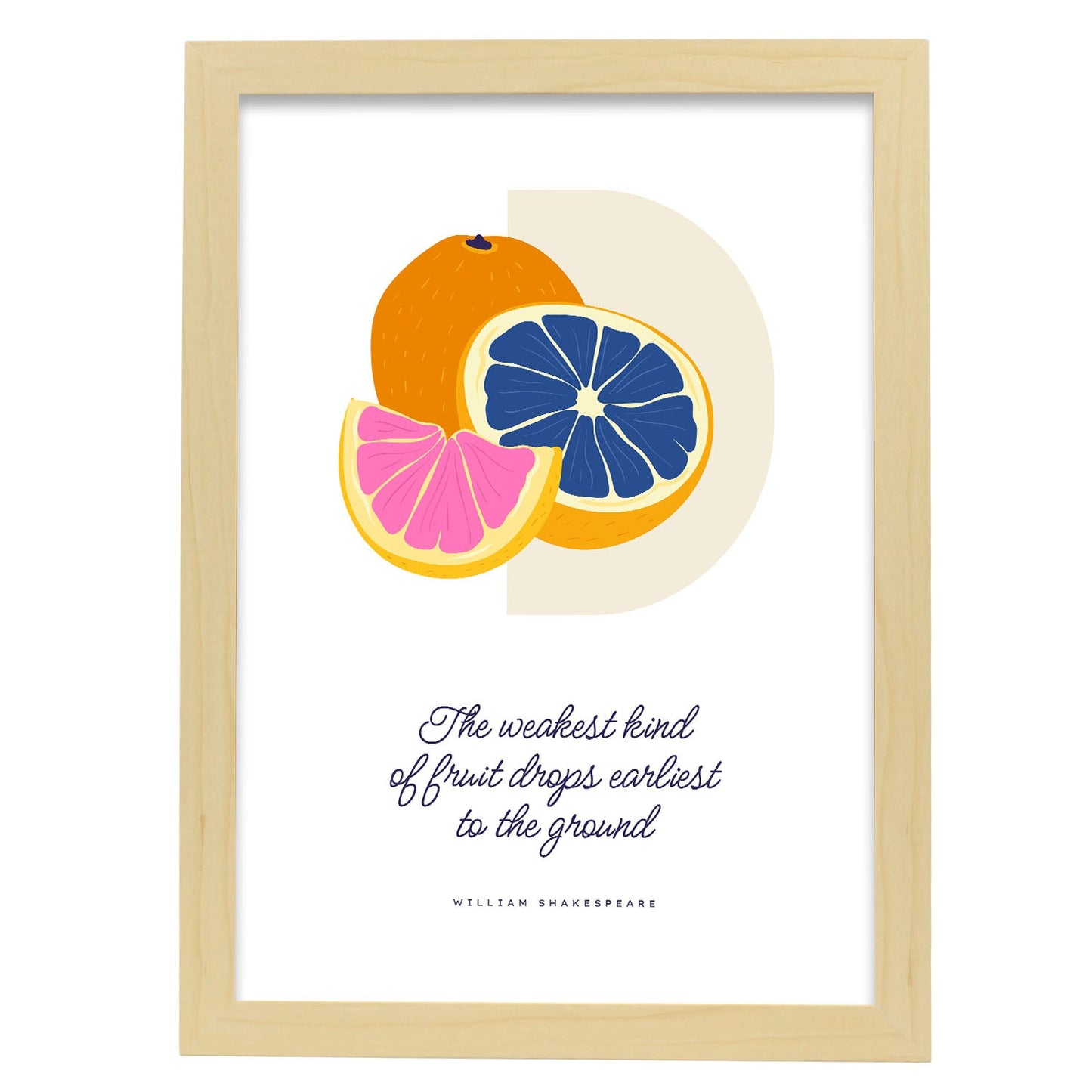Oranges Quote-Artwork-Nacnic-A3-Marco Madera clara-Nacnic Estudio SL