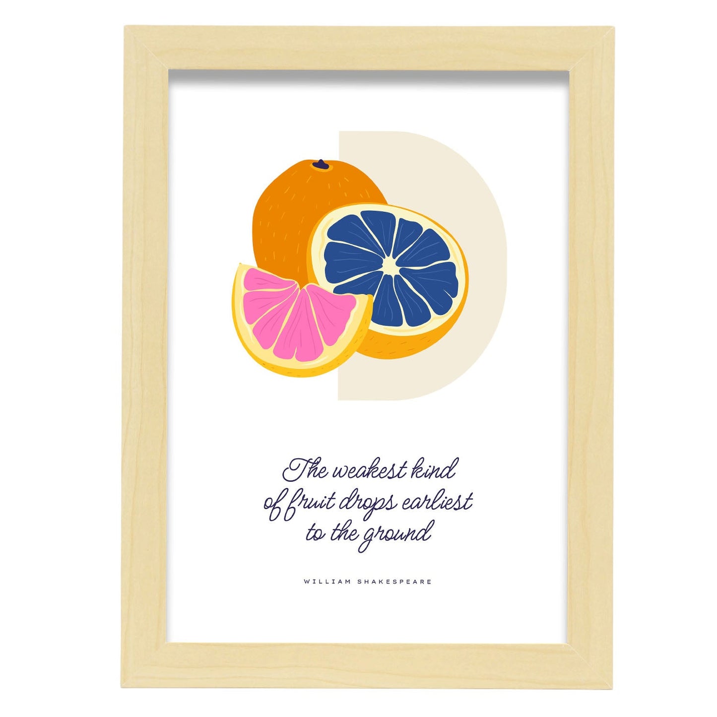 Oranges Quote-Artwork-Nacnic-A4-Marco Madera clara-Nacnic Estudio SL