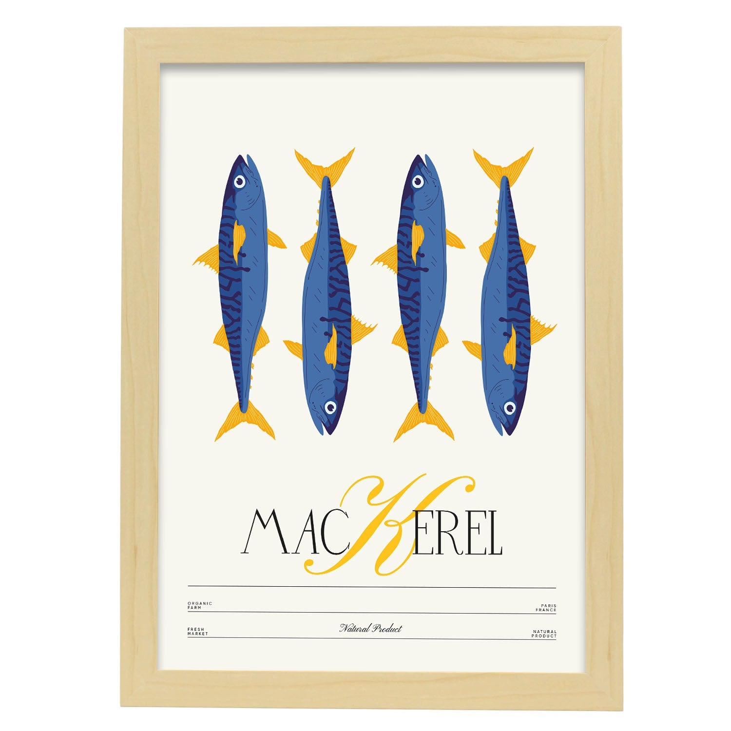 Mackerel-Artwork-Nacnic-A3-Marco Madera clara-Nacnic Estudio SL
