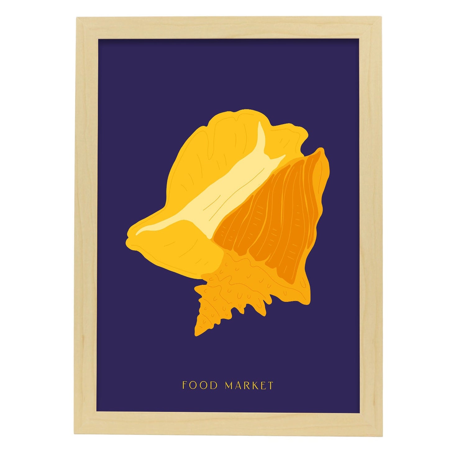 Queen Conch Snail-Artwork-Nacnic-A3-Marco Madera clara-Nacnic Estudio SL