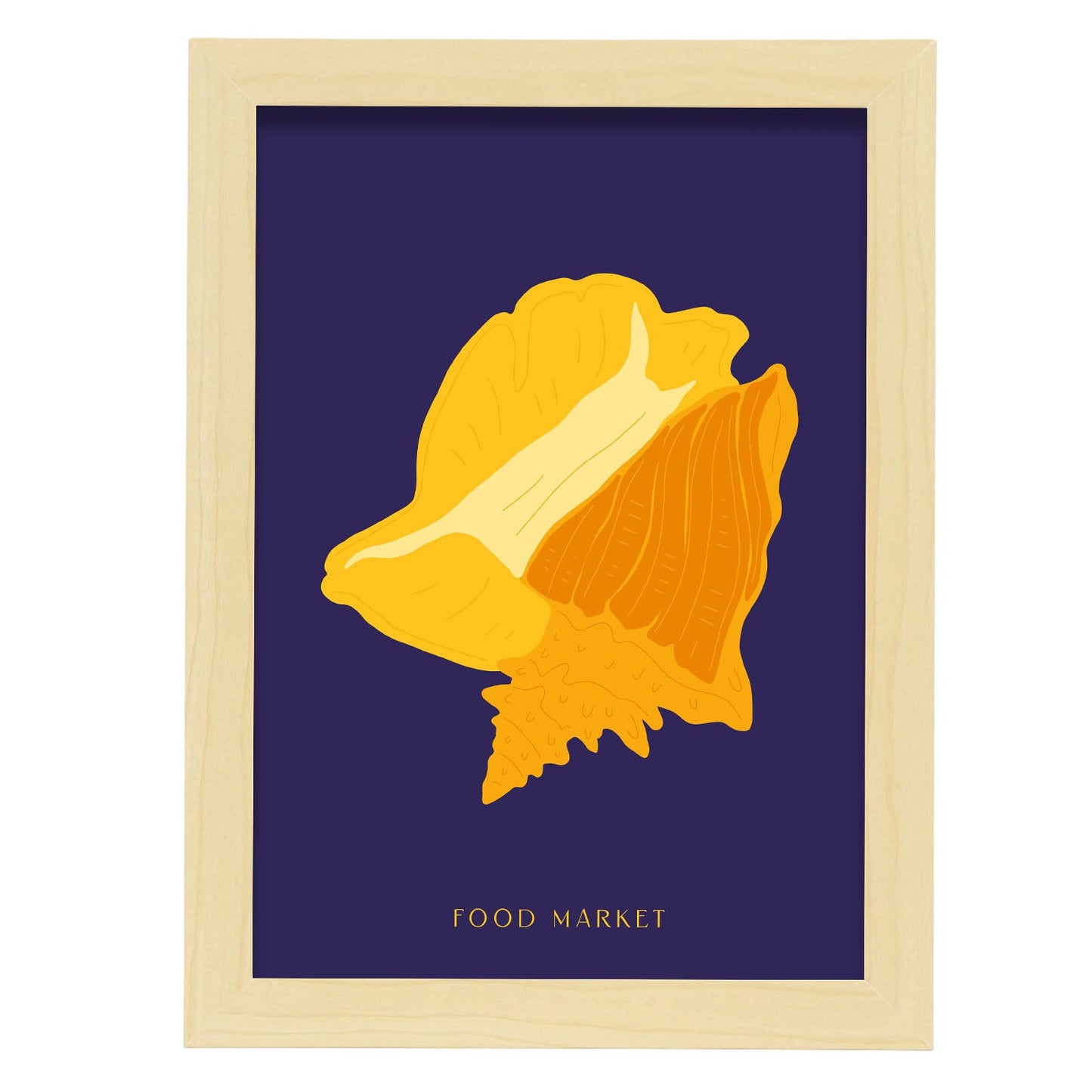Queen Conch Snail-Artwork-Nacnic-A4-Marco Madera clara-Nacnic Estudio SL