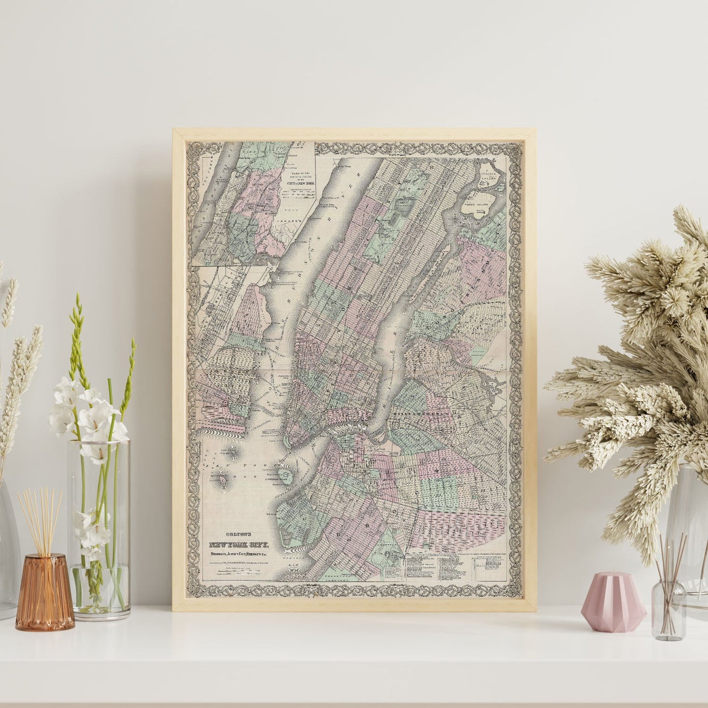 1865 Colton Map of New York City Manhattan Brooklyn Long Island City Geographicus NewYorkCity colton 1866-Artwork-Nacnic-Nacnic Estudio SL